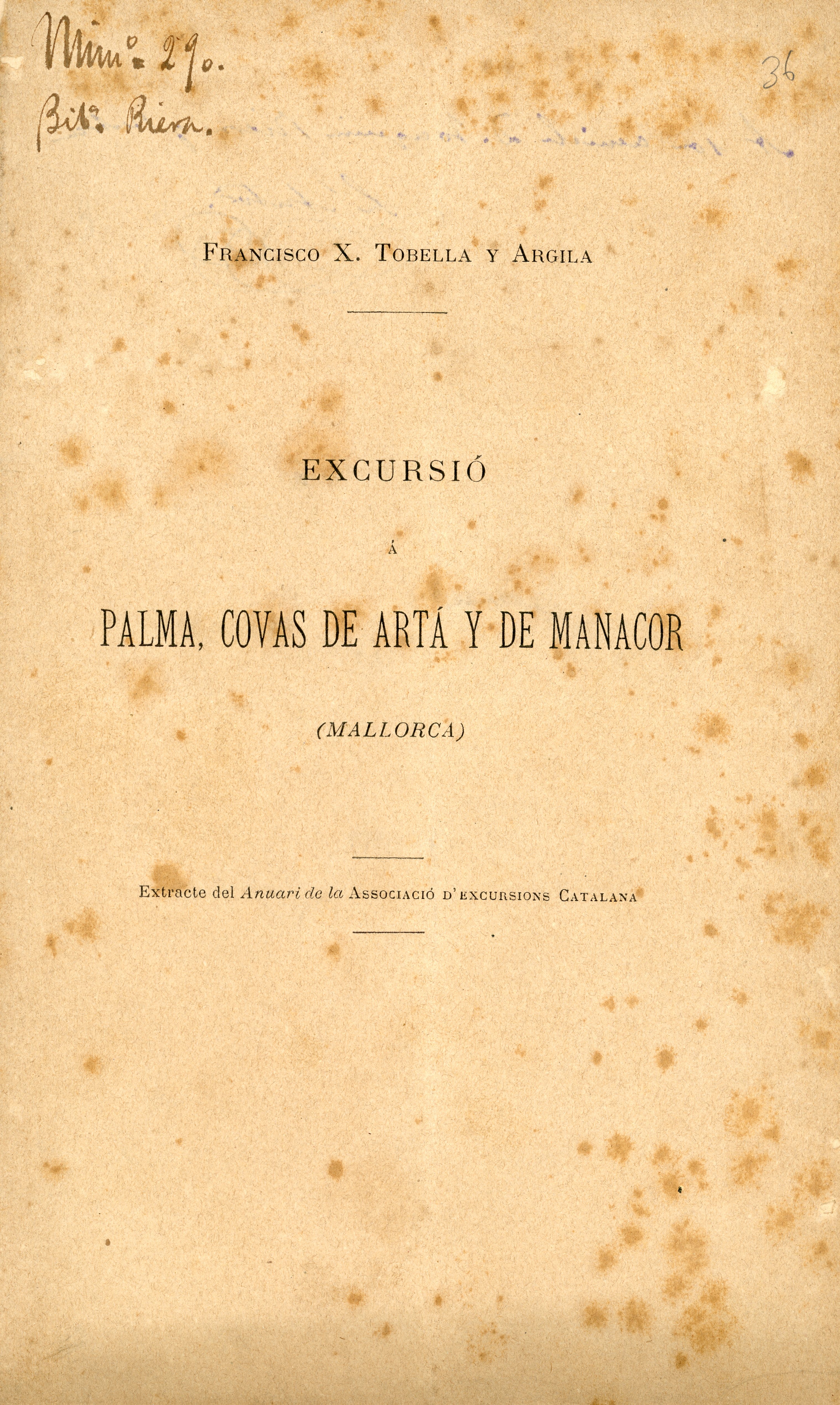 Excursió á Palma, coves de Artá y de Manacor (Mallorca) - Portada